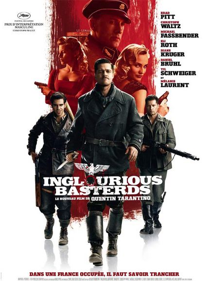  Brad Pitt, Christoph Walz, Diane Kruger, Eli Roth, Mélanie Laurent, Quentin Tarantino dans Inglourious Basterds (Affiche)
